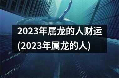 2023年属龙的人财运(2023年属龙的人)