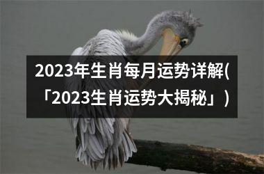2023年生肖每月运势详解(「2023生肖运势大揭秘」)